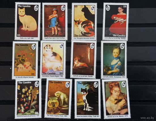 Гамбия Живопись Кошки Бобтейл Табби Балинез Колорпойнт Дети 1994  MNH