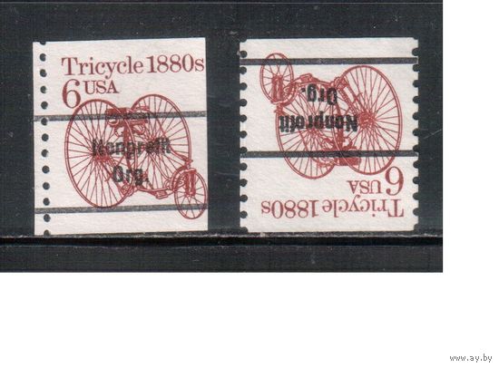 США-1985, (Мих.1751 х + у ), гаш., Стандарт, Транспорт, (одиночка) , 2 типа бумаги(1)