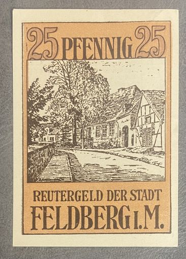 Нотгельд ФЕЛЬДБЕРГ, 25 пфеннигов 1922 год. Веймарская республика.