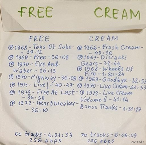 CD MP3 дискография FREE, CREAM - 2 CD