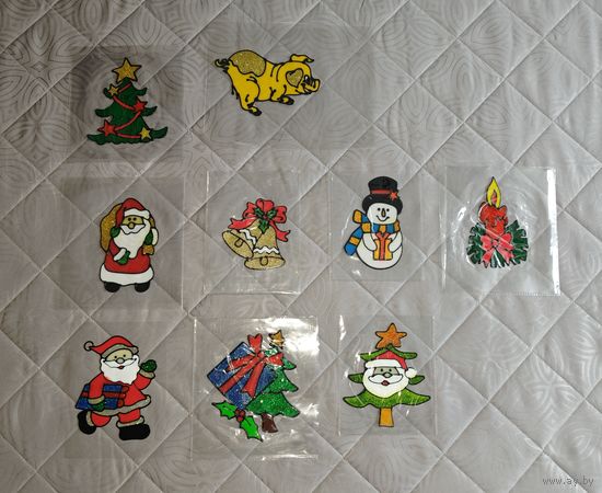 Наклейки на окно, новогодние.