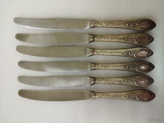 Ножи столовые Мельхиоровые (длина 24,5 см) Фаберже. СССР