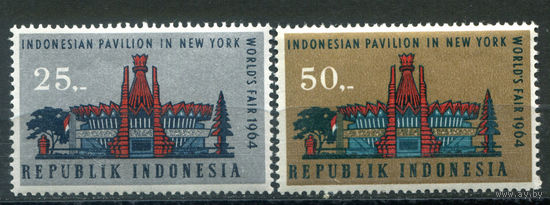 Индонезия - 1964г. - всемирная выставка в Нью-Йорке - 2 марки - полная серия, MNH с пожелтением клея [Mi 444-445]. #4-W2-Z-1-13