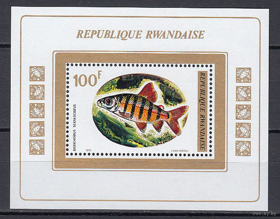 Фауна. Рыба. Руанда. 1973. 1 блок. Michel N бл33 (6,0 е)