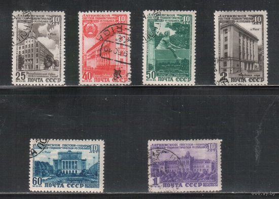 СССР-1950, (Заг.1449-1454),  гаш. , Латвийская ССР