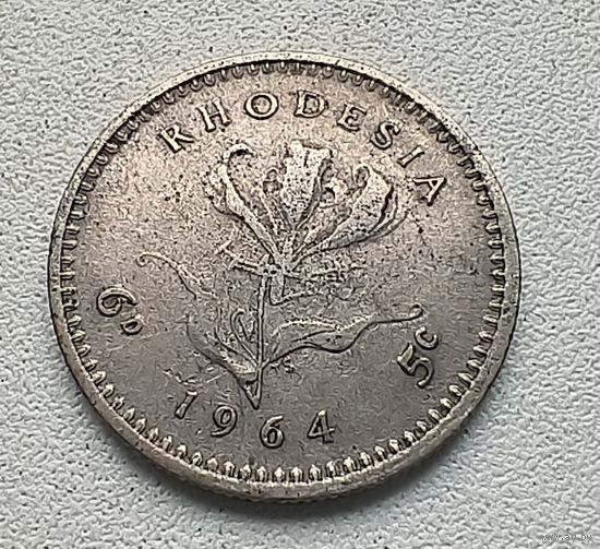 Родезия 6 пенсов 1964 4-4-44