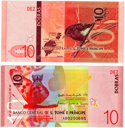 Сан Томе и Принсипи 10 добра образца 2020 года UNC pw77 серия АВ