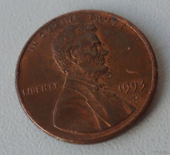 1 цент США 1993 г.в. D