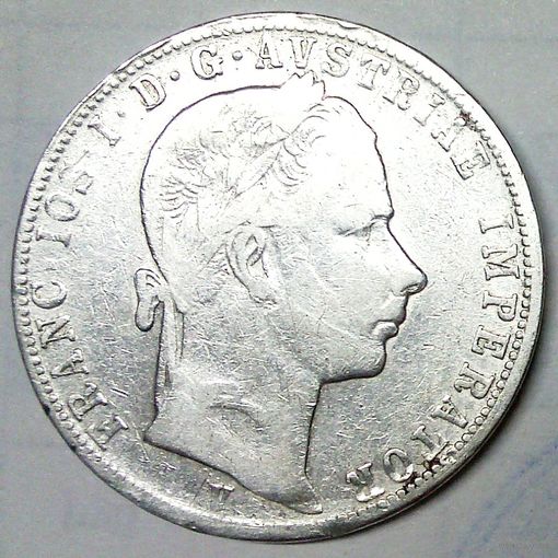 РАСПРОДАЖА!!! - АВСТРИЯ 1 флорин 1858 год "ФРАНЦ ИОСИФ I" (серебро)