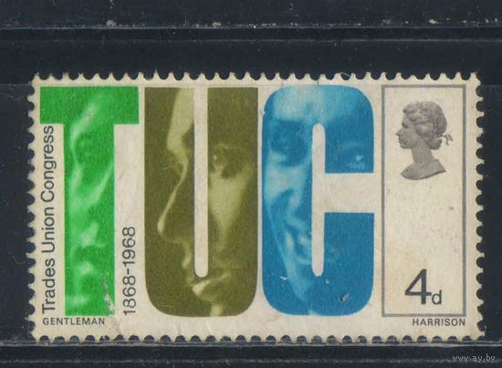 Великобритания 1968 EII 100 летие Конгресса профсоюзов Логотип #485