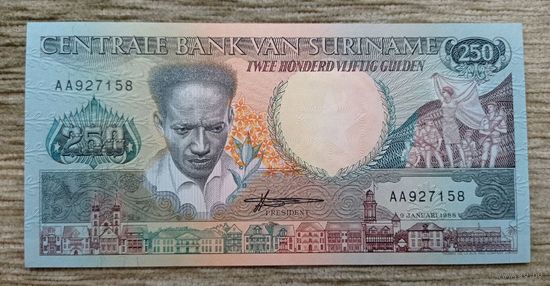 Werty71 Суринам 250 гульденов 1988 UNC банкнота