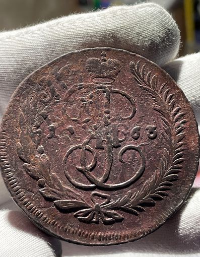 5 копеек 1763 года ММ без МЦ.Кладовая.Состояние!Диаметр!