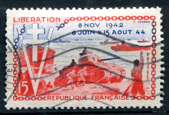 Франция - 1954г. - 10-я годовщина высадки в Нормандии - 1 марка - полная серия, гашёная [Mi 1003]. #2-Fr-41-A-2