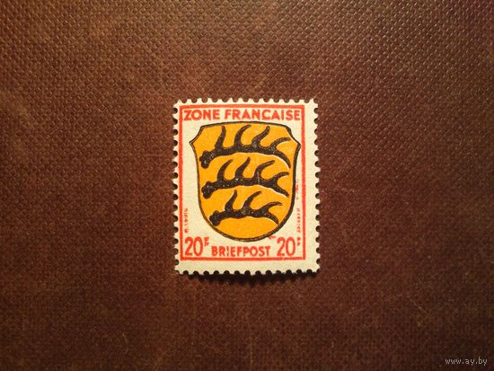 Германия 1945 г.Союзная оккупация (1945–1949).Французская зона оккупации.Герб Вюртемберга ./2а/