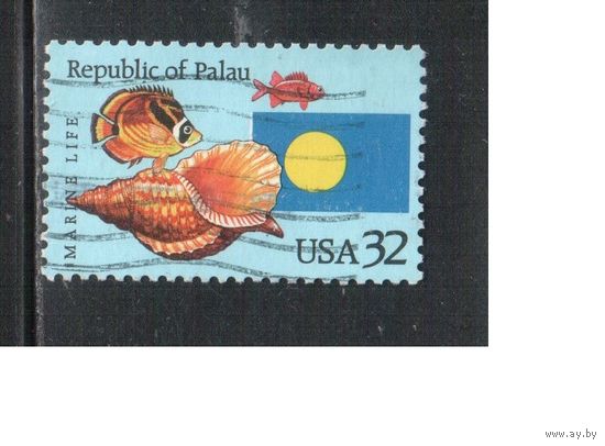 США-1995 (Мих.2643) , гаш. ,  Палау, Рыбы, Раковины(одиночка),