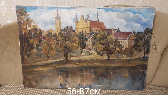 Довгялло Олег Михайлович 1940-2000г Член С/Х БССР х/м " Фрацисканский костел" 1969г (56-87см)