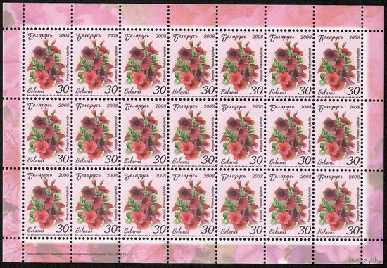 Беларусь. 2008. Стандарт.  Петуния (30р) (з.18-2010) Лист