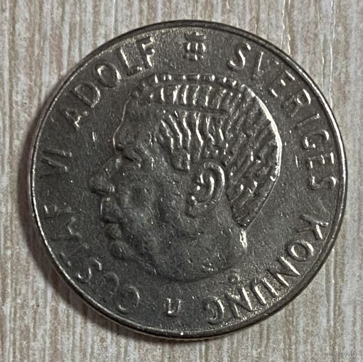 Монета 1 крона 1973 год. Швеция. Густав VI Адольф С рубля без МЦ.