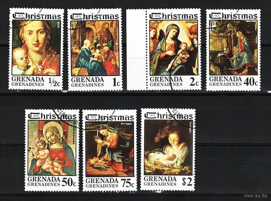 Гренада Гренадины 1975, Рождество, картины, Дева Мария, Mi 1,82, Г030
