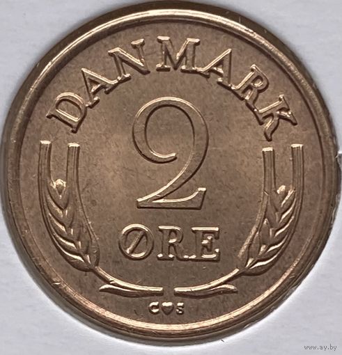 Дания 2 эре 1960 г. Бронза. В холдере