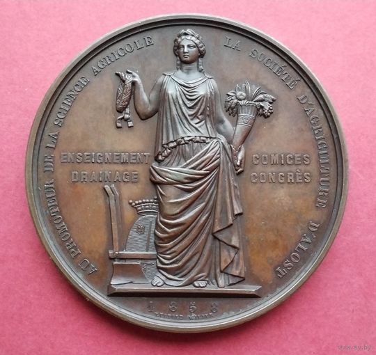 Бельгия 1858 г. За популяризацию сельскохозяйственной науки. Сельскохозяйственному обществу Алости.