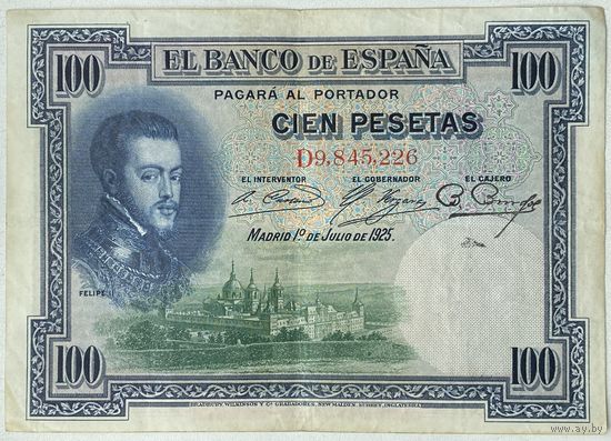 Испания 100 песет 1925 г.