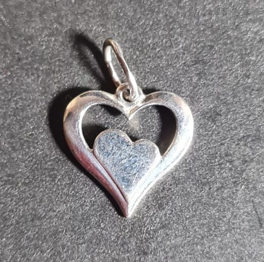 Кулон привеска Сердце серебро 925 лот #22, С РУБЛЯ! МНОГО ЛОТОВ С РУБЛЯ БЕЗ МЦ!