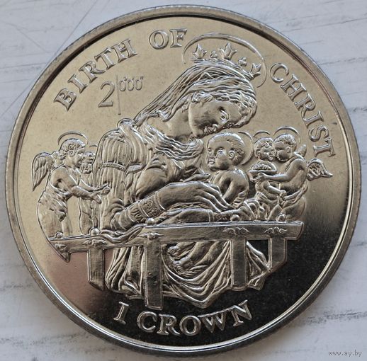 Остров Мэн 1 крона 1997 год "Рождение Христа"