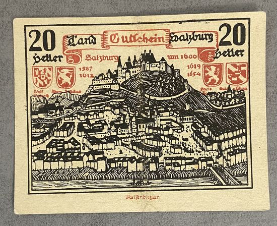 Нотгельды Австрия Зальцбург ,20 геллеров 1920 год
