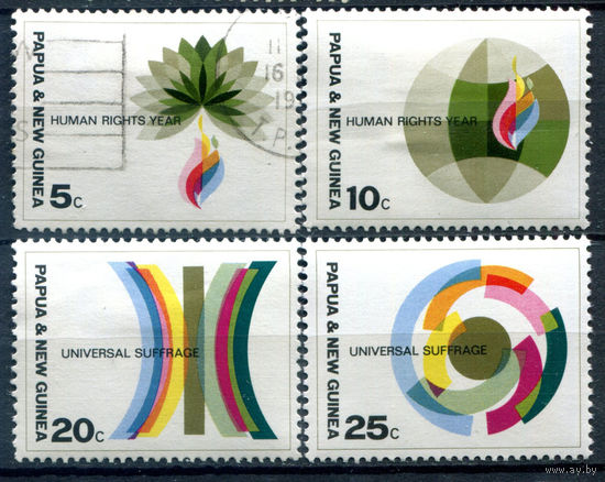 Британские колонии - Папуа Новая Гвинея - 1968г. - международный год прав человека, Всеобщая Декларация Прав человека - 4 марки - полная серия, MH, MNH, гашёная [Mi 135-138]. #3-WB-96-A-1