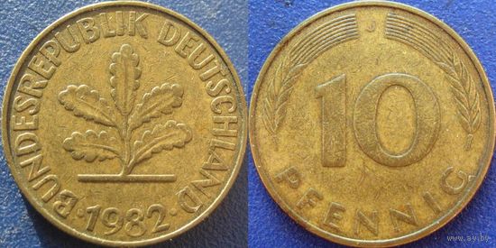 Германия. 10 пфеннигов 1982  года. Минтмарка J.