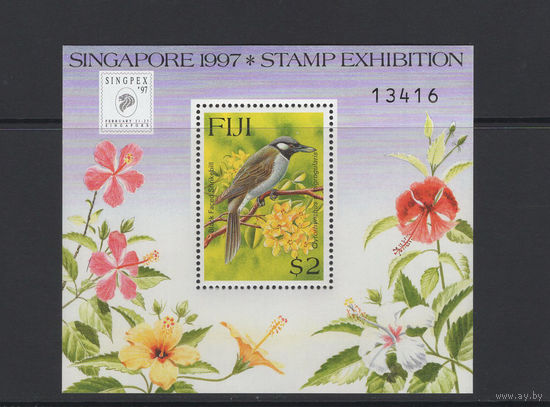 Фиджи 1997** Птицы Филателистическая выставка Сингапур Блок Mi#BL21