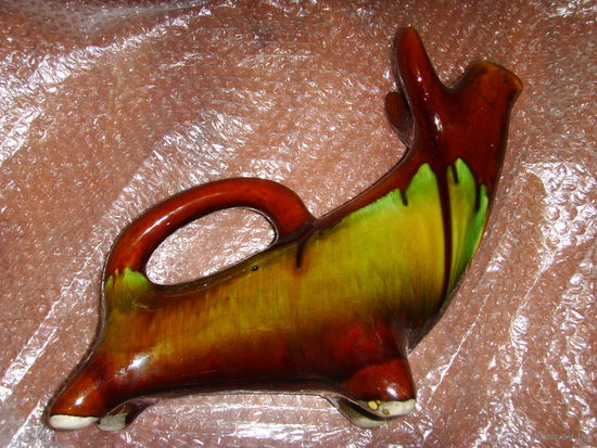 Штоф . Корова . Буйвол  РЕДКАЯ БЫК Дивные звери авт. Проторьевы Васильковский майоликовый завод СССР