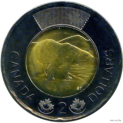 Канада 2 доллара 2022 Смерть королевы Елизаветы II ТРАУРНАЯ UNC