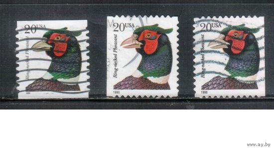 США-1998 (Мих.2995 ВС+BD) , гаш., Стандарт, Фауна, Птицы (одиночка), 3 зубцовки