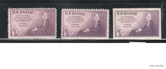 США-1934, (Скотт.736-738,754), **/* , День матери, Живопись(одиночка), 3 типа перфорации