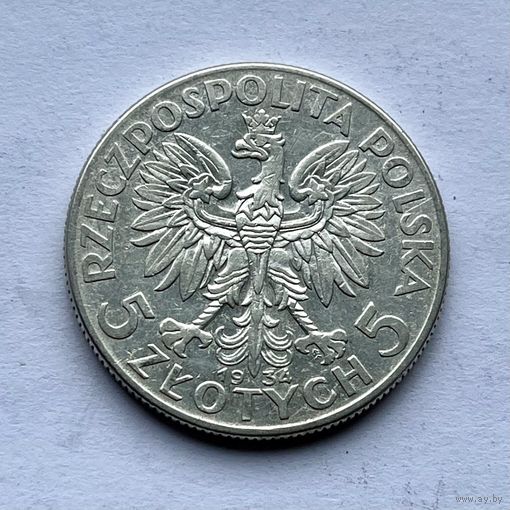 Монета СЕРЕБРО Польша 5 злотых 1934 год Ядвига ОТЛИЧНЫЕ