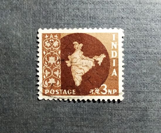 Марка Индия 1957 год Карта