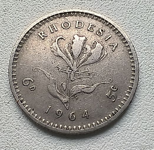 Родезия 6 пенсов 1964 4-4-45