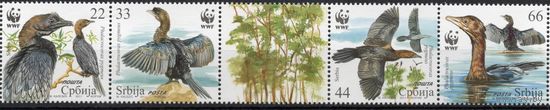 Сербия 2011. Фауна WWF. Птицы 4марки+купон  (400)