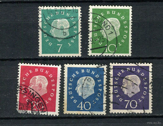 ФРГ - 1959 - Стандарты. Теодор Хойс - [Mi. 302-306] - полная серия - 5 марок. Гашеные.  (LOT M30)