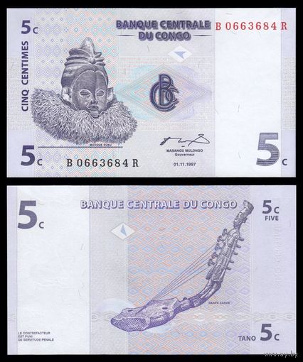 Конго 5  сантимов образца 1997 года UNC p81