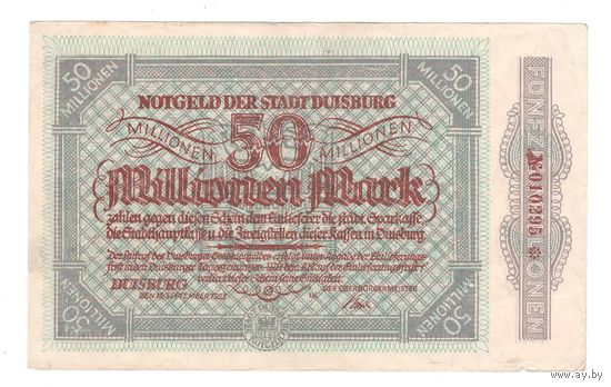 Германия Дуйсбург 50000000 марок 1923 года. Состояние XF