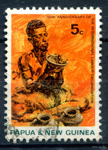 Британские колонии - Папуа Новая Гвинея - 1969г. - 50-летие Международной организации труда - 1 марка - полная серия, гашёная [Mi 165]. #3-WB-96-A-1
