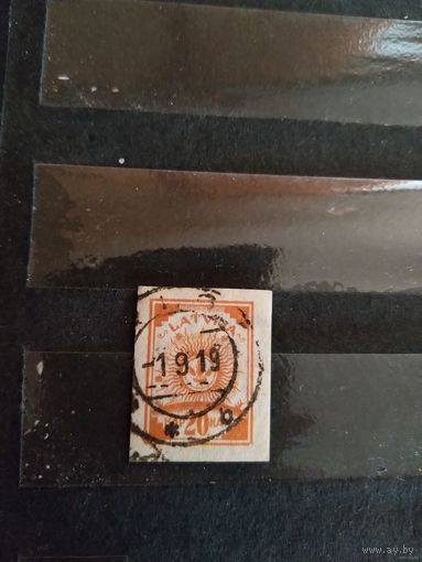 1919 Латвия Мих 19b оранжево-коричневая оценка 12 евро второе фото для сравнения (2-5)