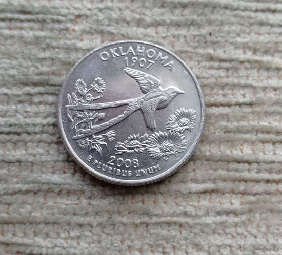 Werty71 США 1 квотер 25 центов 2008 D Оклахома Ласточка Птица