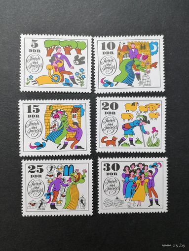 ГДР 1969 Полная серия марок "Сказка: Йоринде и Йорингель" (чистые**) Mi.1450-1455 каталог 2.00 евро