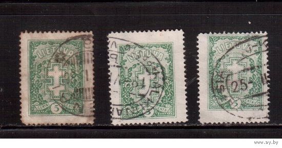 Литва-1926 (Мих.270)  гаш.  , Стандарт, Герб, Крест, 3 м (разл. гашения и размер)