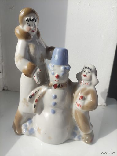 Фарфоровая Статуэтка СССР Снеговик (Зимний дворик) Полонное