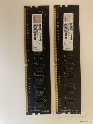 Оперативная память DDR4 G Skill F4-2400C17-8GNT Value  2x8GB 2400Mhz, две платы по 8гБ, в замечательном состоянии, время на проверку. Цена за обе.